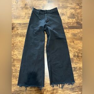 Zara black high waisted Wide Leg Jeans with Frayed Hem